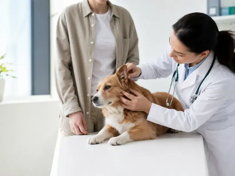 Cane all'aperto in primavera seguito con attenzione per possibili allergie