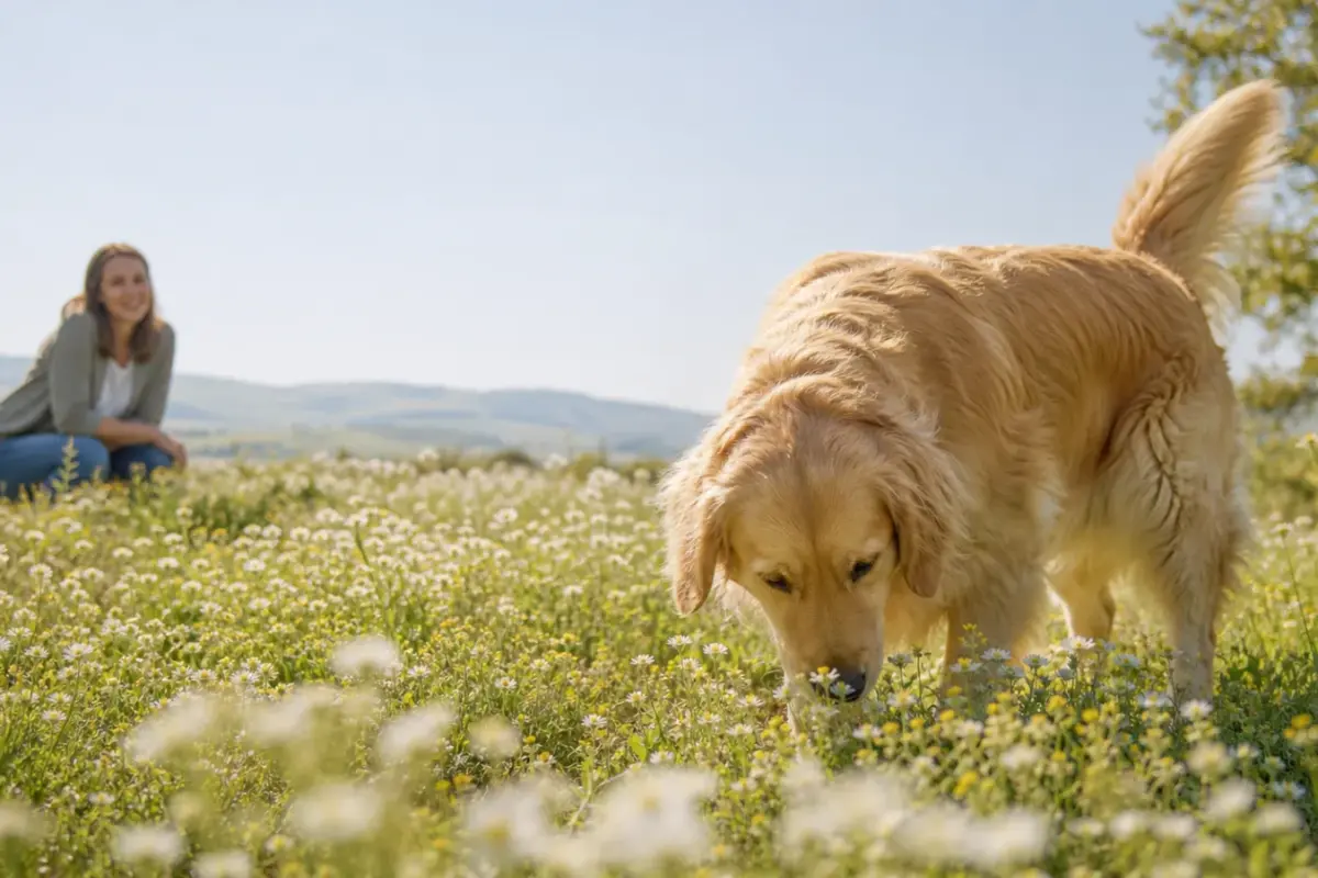 Veterinario controlla la pelle di un cane durante il periodo primaverile