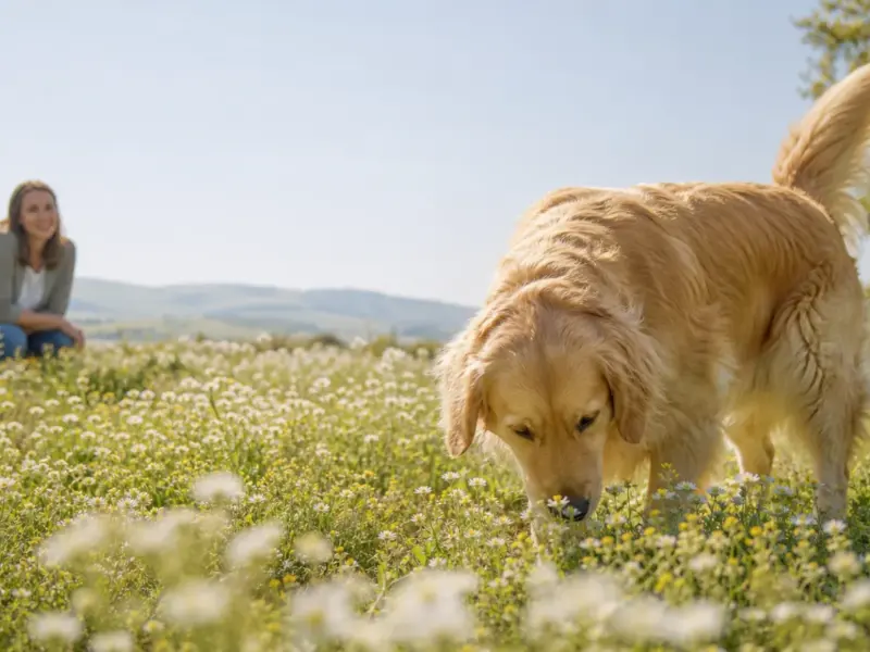 Veterinario controlla la pelle di un cane durante il periodo primaverile