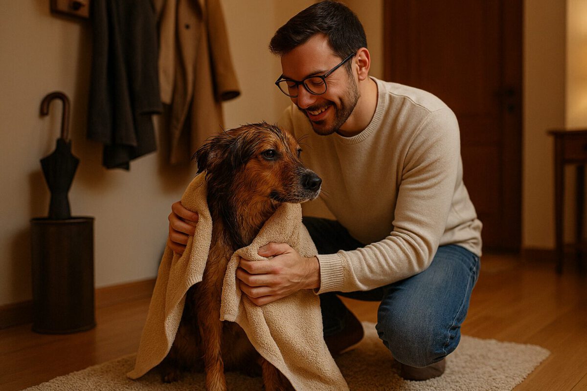 Come asciugare il cane dopo la pioggia senza errori