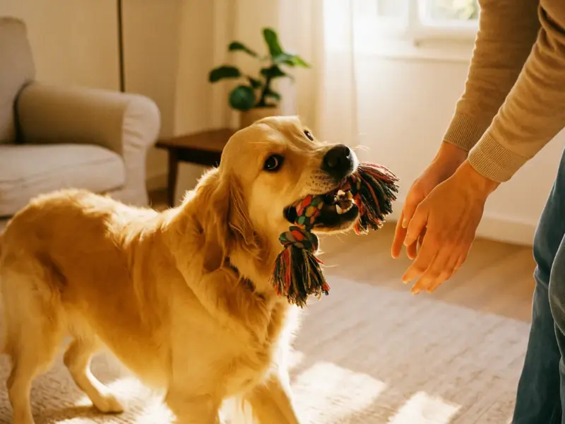 Il cane ti porta il gioco ma non lo molla: cosa significa davvero questo comportamento