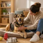 Gruppi Facebook Adozioni Cani: Verità Nascoste   Image of donna accarezza cane cuccia salotto 150x150