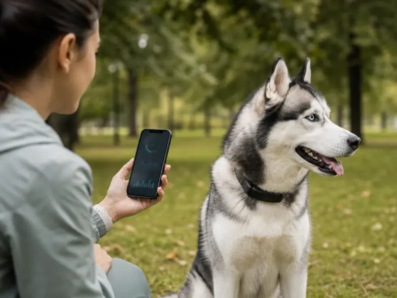 Cane con collari smart biometrici per il monitoraggio della salute in una situazione d'uso realistica - collare smart per cani