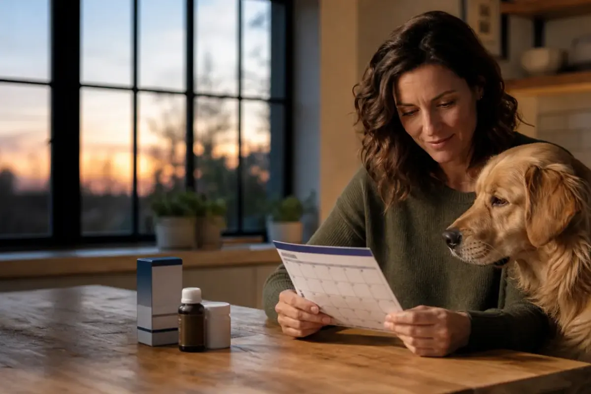 Proprietario che registra sul calendario la prevenzione della filariosi del cane