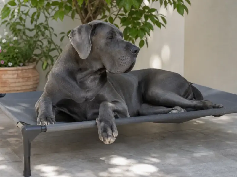 Cane con lettini rialzati e traspiranti in una situazione d'uso realistica - lettino rialzato per cani