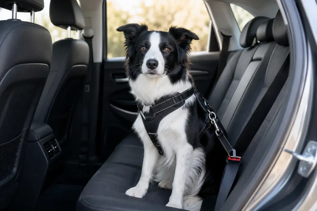 Pettorina auto per cani crash testata indossata correttamente