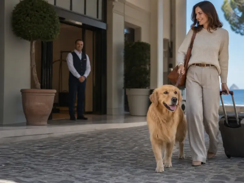 Toelettatrice che spazzola delicatamente il sottopelo di un cane - rasare il cane in estate
