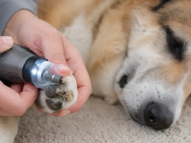 Cane con tagliaunghie elettrici con led o sensore in una situazione d'uso realistica - tagliaunghie elettrico per cani