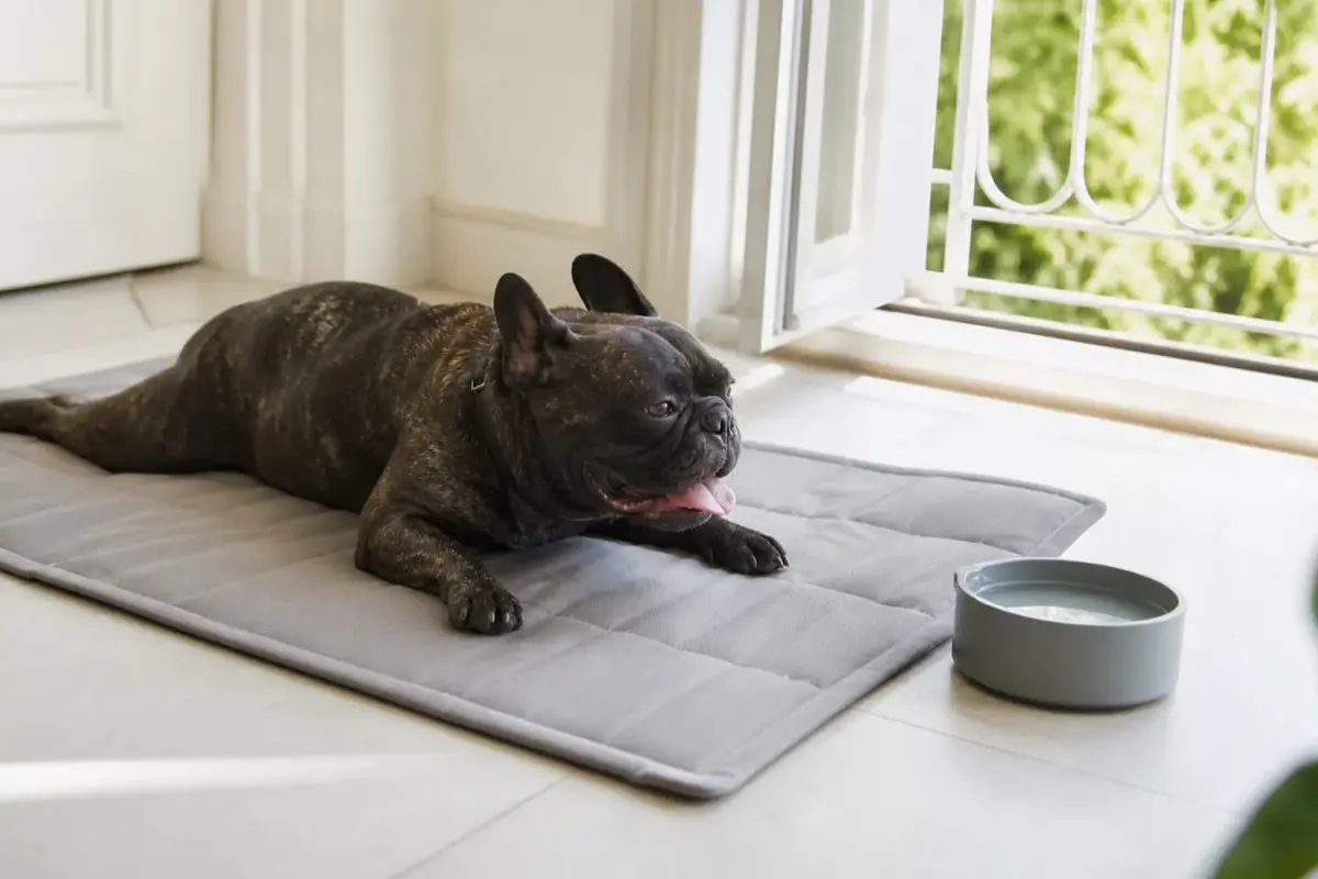 Cane con tappetini refrigeranti in una situazione d'uso realistica - tipi di tappetino refrigerante