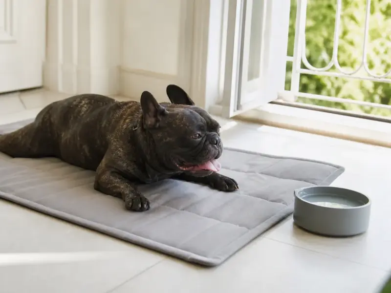 Cane con tappetini refrigeranti in una situazione d'uso realistica - tipi di tappetino refrigerante