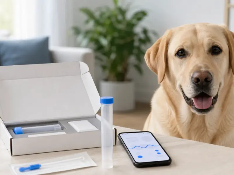 Cane con test del microbioma intestinale per cani in una situazione d'uso realistica - test del microbioma del cane