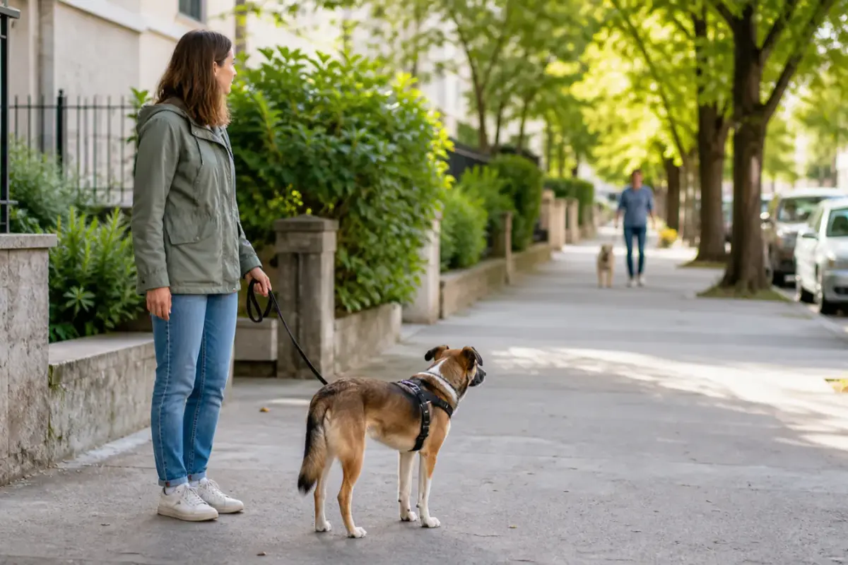 Passeggiata con cane reattivo mantenendo una distanza gestibile