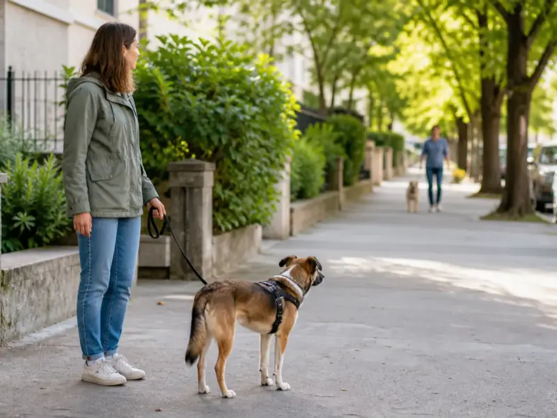 Passeggiata con cane reattivo mantenendo una distanza gestibile