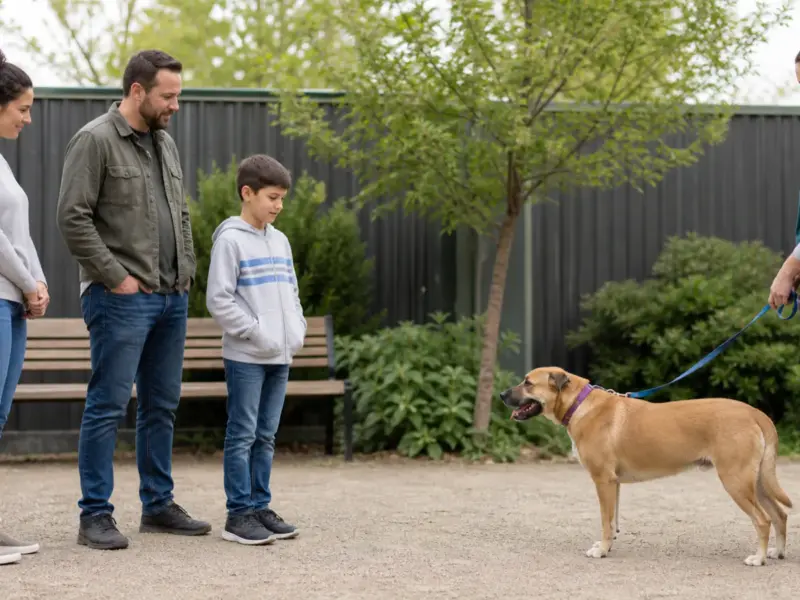 Primo incontro tra cane del canile e famiglia con bambini