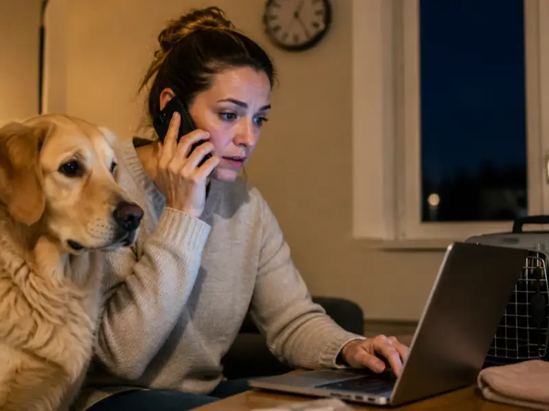 Proprietaria chiama un veterinario H24 per un’emergenza del cane
