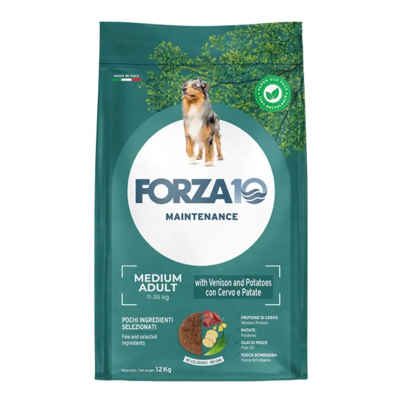 Forza10 Medium Adult Maintenance Cervo e Patate – 12 Kg, Singola