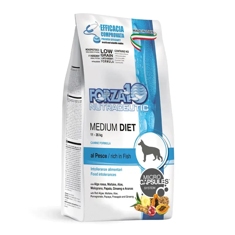 Forza10 Medium Diet Low Grain al Pesce – 12 Kg, Singola