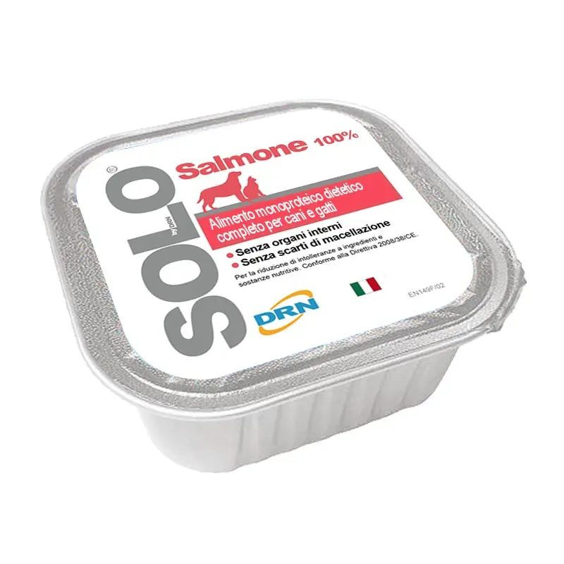 DRN Solo Salmone Umido per Cani e Gatti – 300 g, 6 pezzi
