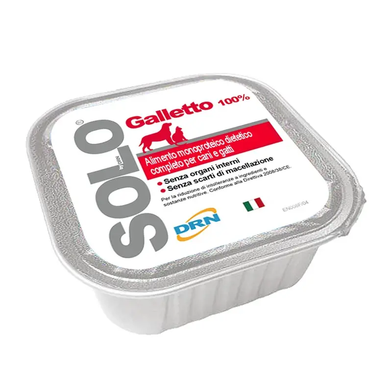 DRN Solo Galletto Umido per Cani e Gatti – 300 g, 12 pezzi