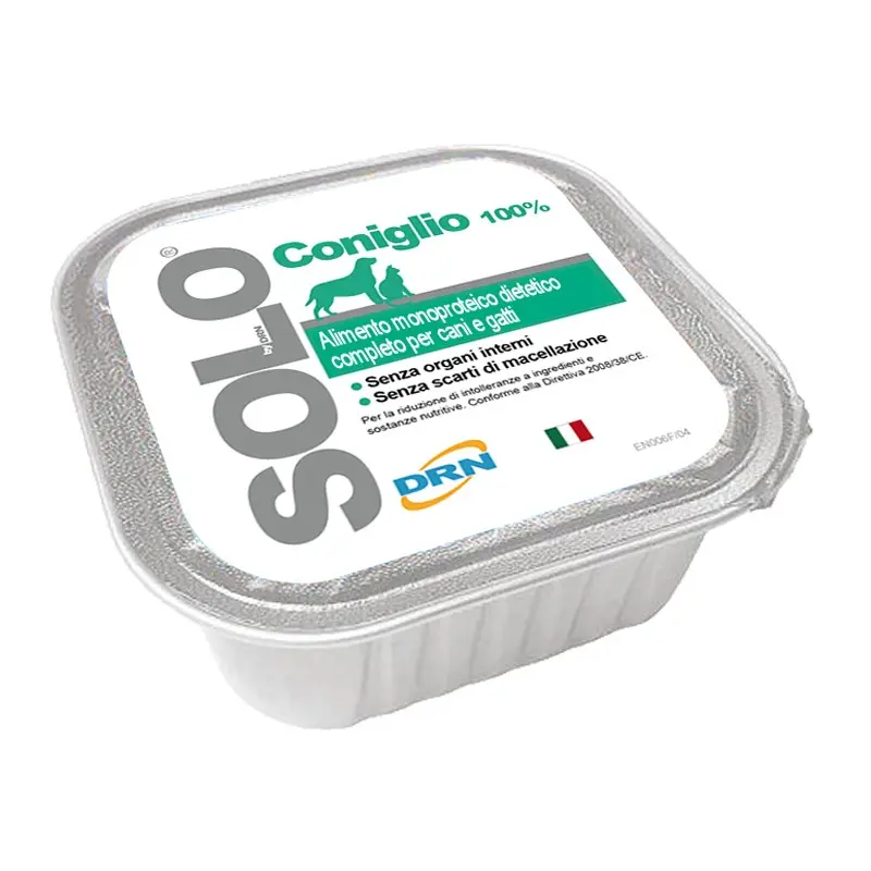 DRN Solo Coniglio Umido per Cani e Gatti – 100 g, 6 pezzi