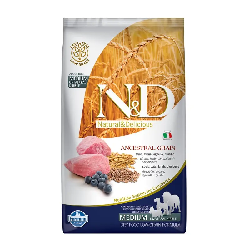 Farmina N&D Low Grain Adult Medium Agnello e Mirtillo – 2.5 Kg, Singola