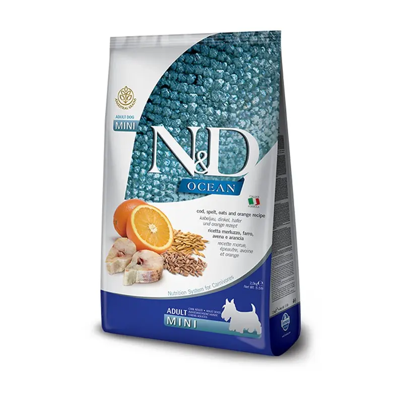 Farmina N&D Low Grain Adult Mini Merluzzo e Arancia – 2.5 Kg