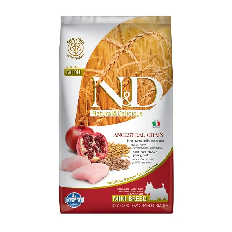 Farmina N&D Low Grain Adult Mini Pollo e Melograno – 2.5 Kg