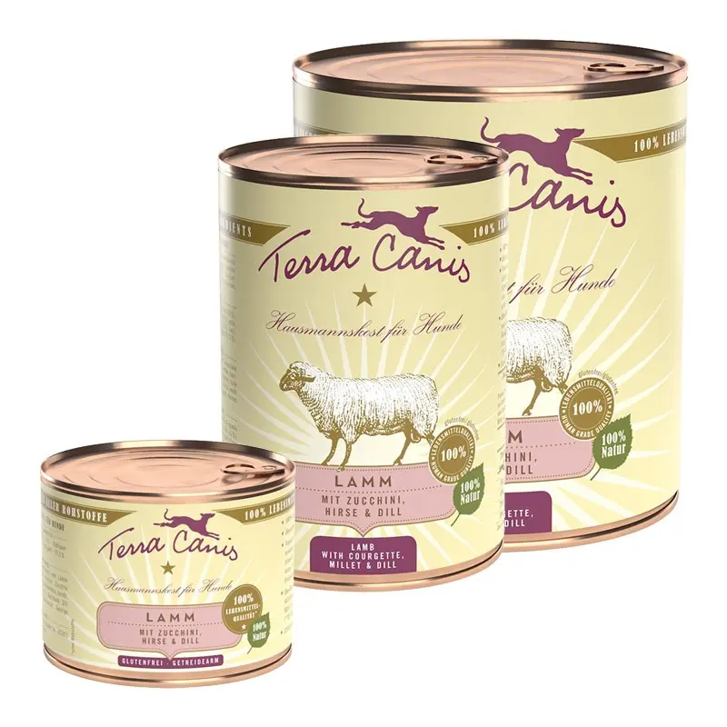 Terra Canis Agnello con Zucchine, Miglio e Aneto – 400 g, 6 pezzi