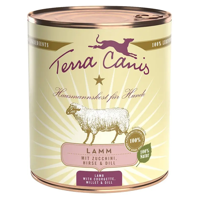 Terra Canis Agnello con Zucchine, Miglio e Aneto – 400 g, 12 pezzi