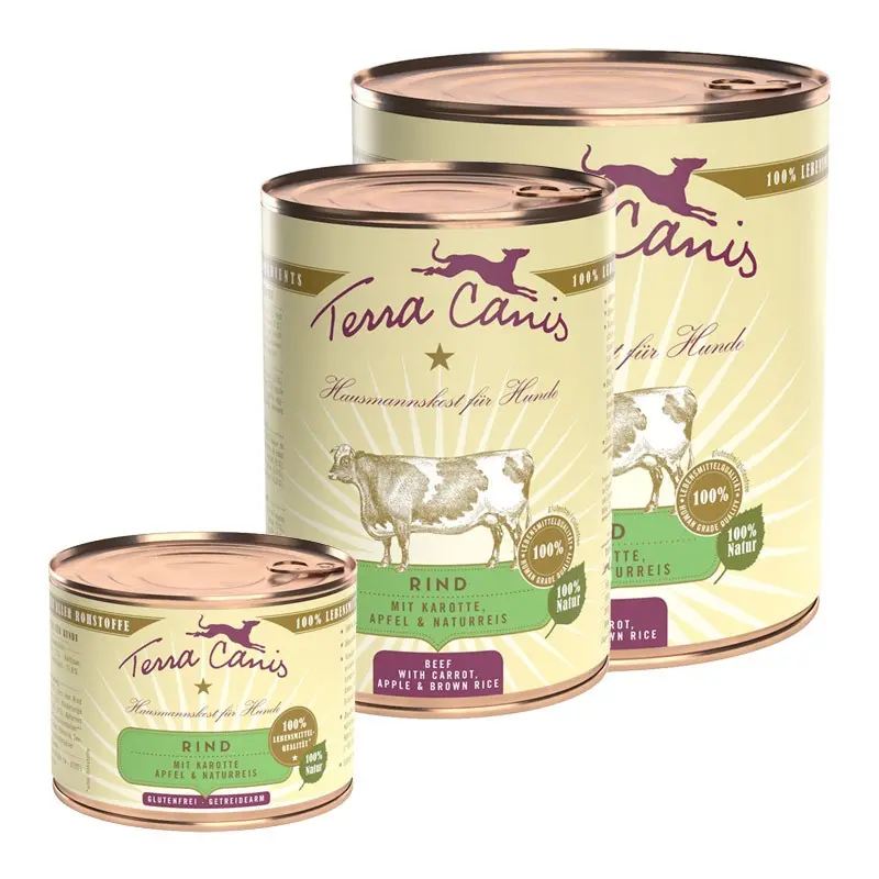 Terra Canis Manzo con Carote, Mela e Riso Integrale – 800 g, 6 pezzi