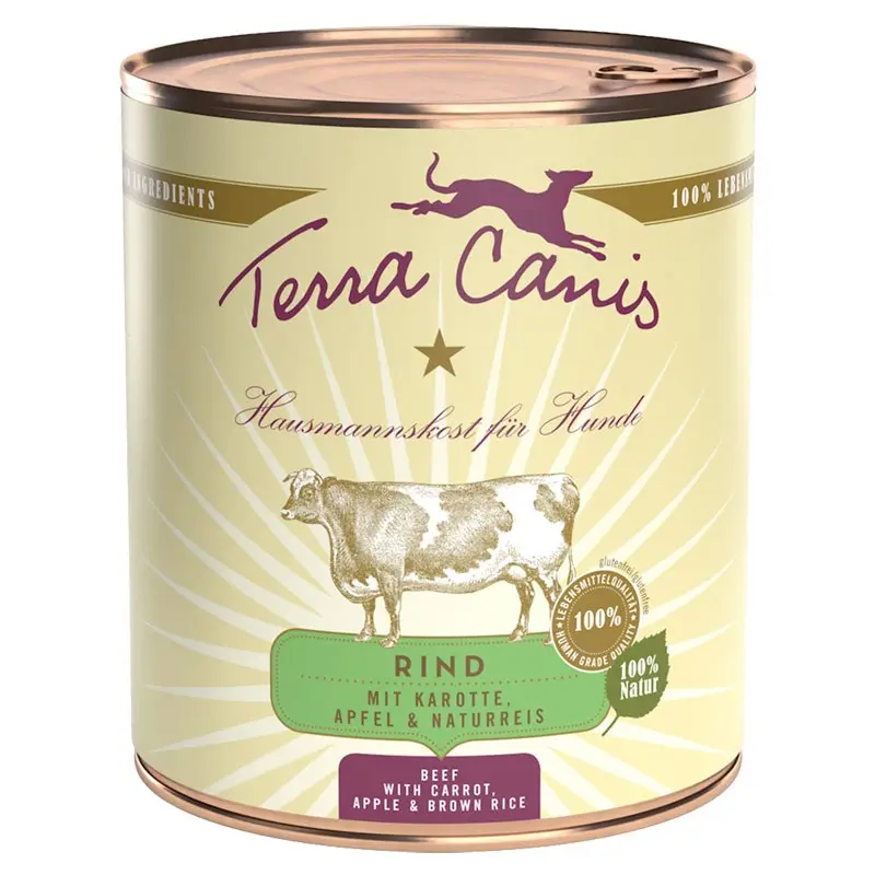 Terra Canis Manzo con Carote, Mela e Riso Integrale – 400 g, 6 pezzi
