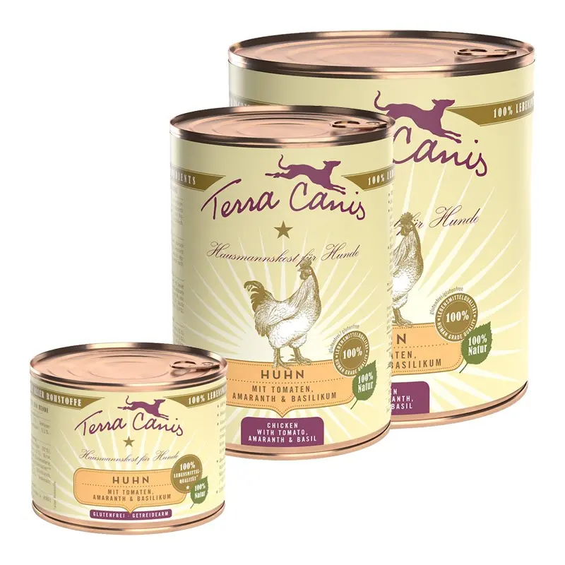 Terra Canis Pollo con Amaranto, Pomodori e Basilico per Cani – 800 g, 6 pezzi