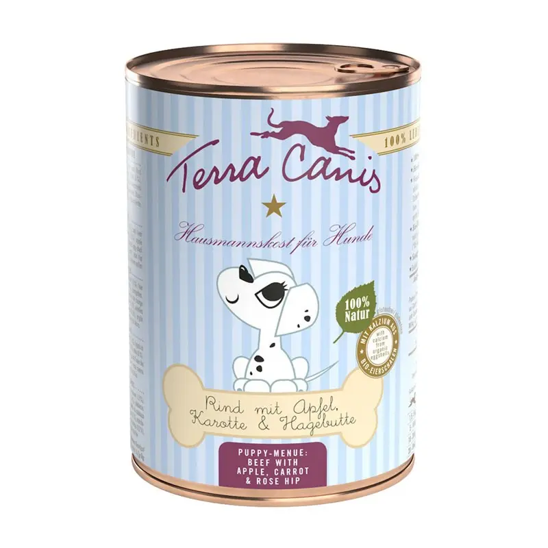 Terra Canis Puppy Manzo con Mela, Carote e Rosa Canina – 800 g, Singola