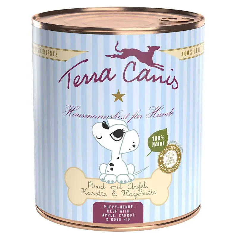 Terra Canis Puppy Manzo con Mela, Carote e Rosa Canina – 400 g, 6 pezzi