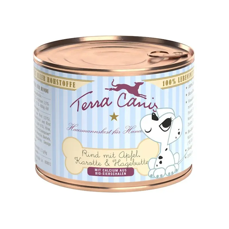 Terra Canis Puppy Manzo con Mela, Carote e Rosa Canina – 200 g, Singola