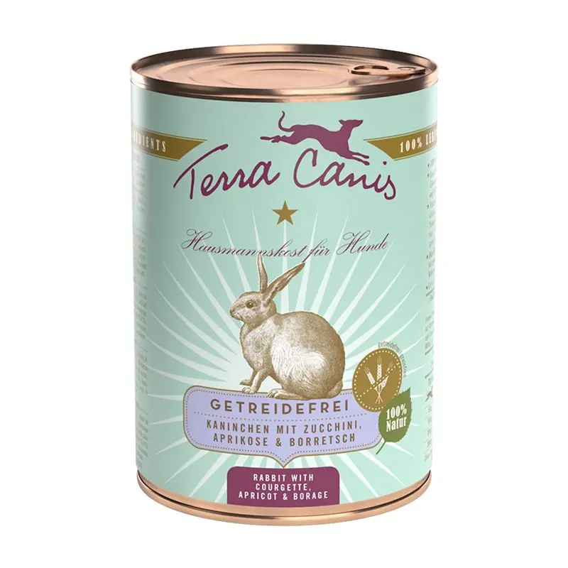 Terra Canis Grain Free Coniglio con Zucchine, Albicocca e Borragine – 400 g, 6 pezzi
