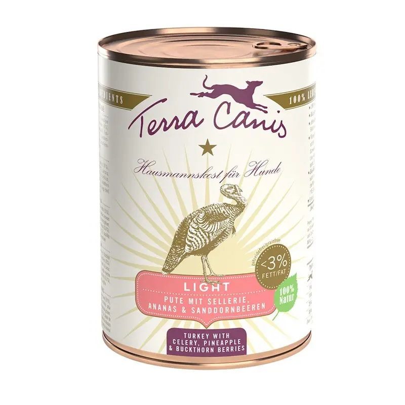 Terra Canis Tacchino Light con Sedano, Ananas e Bacche di Olivello 400gr – 400 g, 6 pezzi