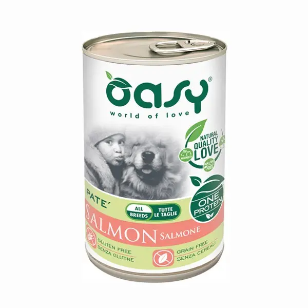 Oasy Umido Monoproteico Salmone per Cani 400gr – 400 g, 12 pezzi