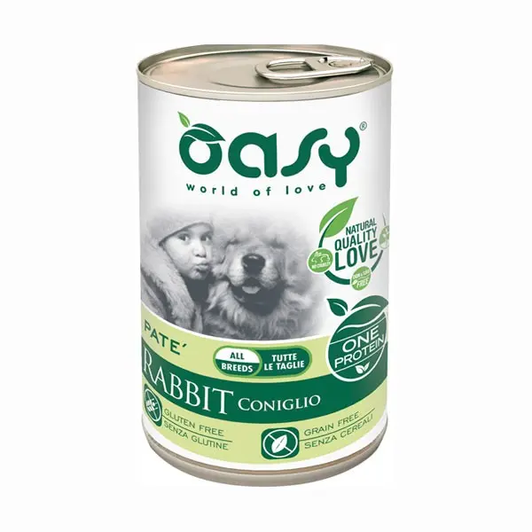 Oasy Umido Monoproteico Coniglio per Cani 400gr – 400 g, 6 pezzi