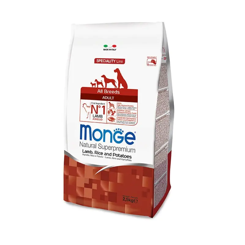 Monge All Breeds Adult Agnello e Riso – 12 Kg, Singola