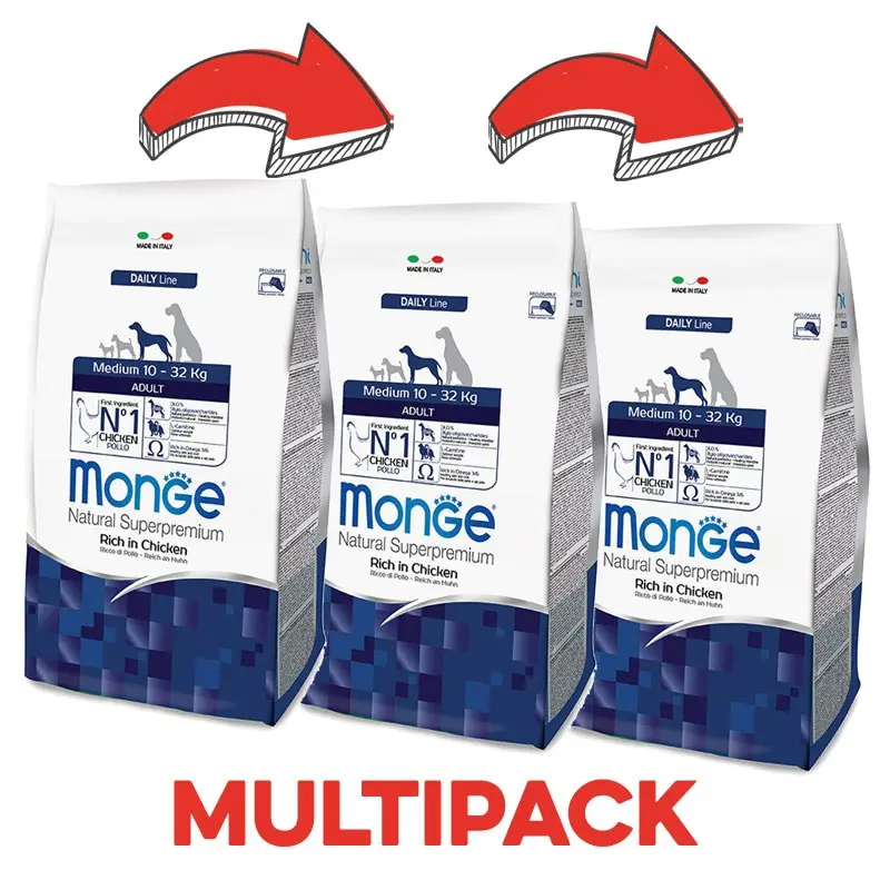Monge Adult Medium Pollo – 3 Kg, 3 pezzi