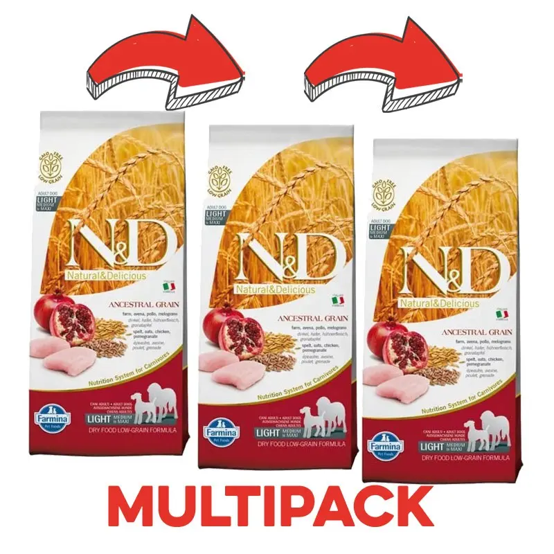 Farmina N&D Low Grain Light Medium Maxi – 12 Kg, 3 pezzi