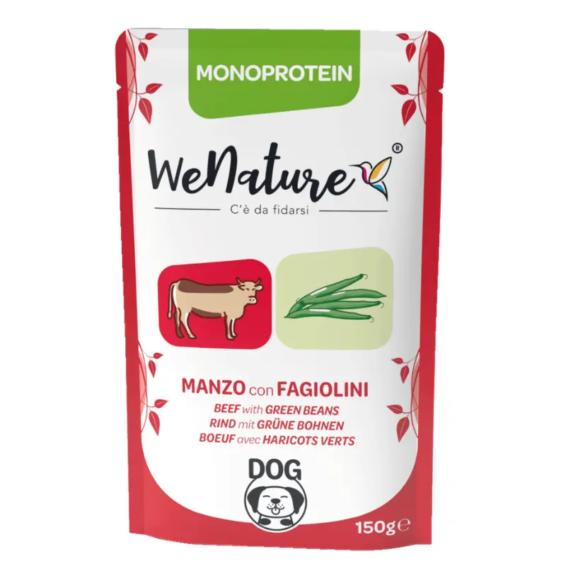 WeNature Manzo con Fagiolini Zero Cereali per Cani – 150 g, 12 pezzi