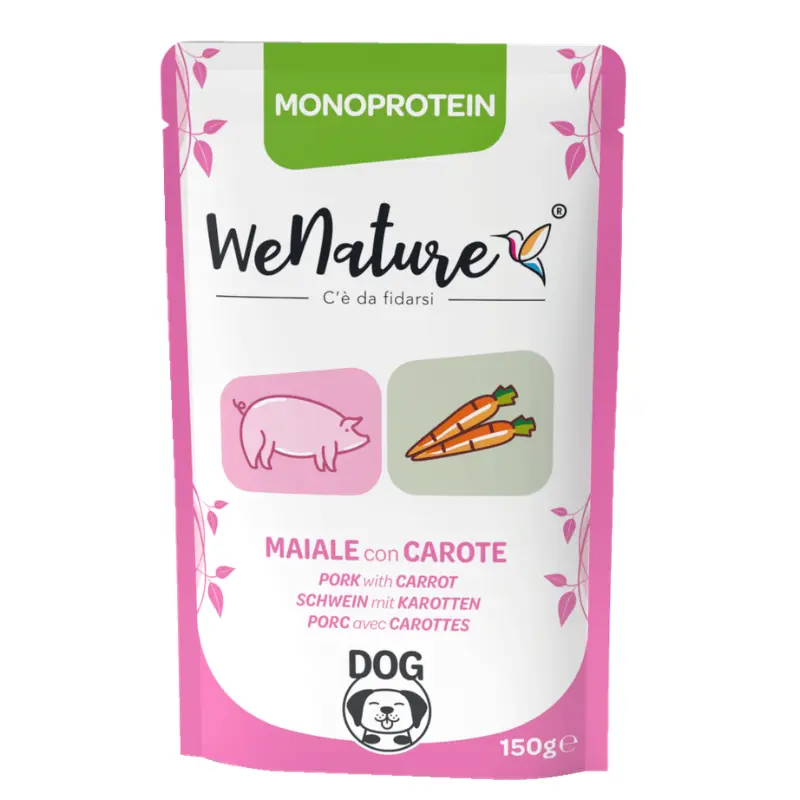 WeNature Maiale con Carote Zero Cereali per Cani – 150 g, Singola