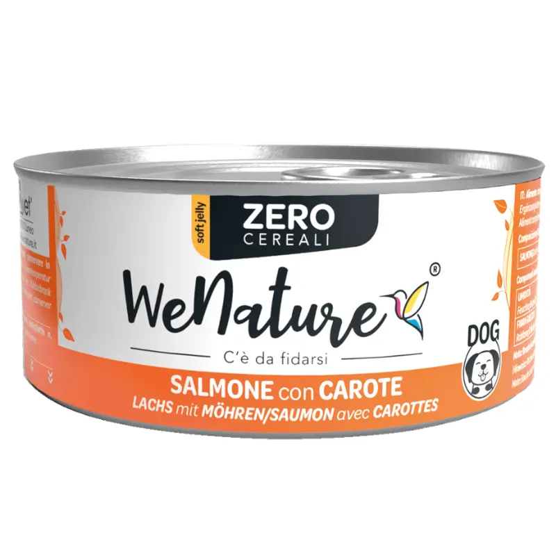WeNature Salmone con Carote Zero Cereali per Cani – 150 g, Singola