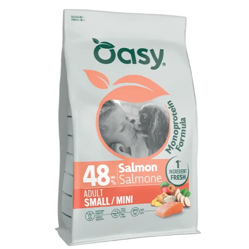 Oasy Mono Protein Adult Small/Mini Salmone per Cani – 2 Kg, 3 pezzi