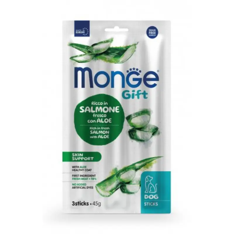Monge Snack Skin Support al Salmone ed Aloa per Cani – 45 g