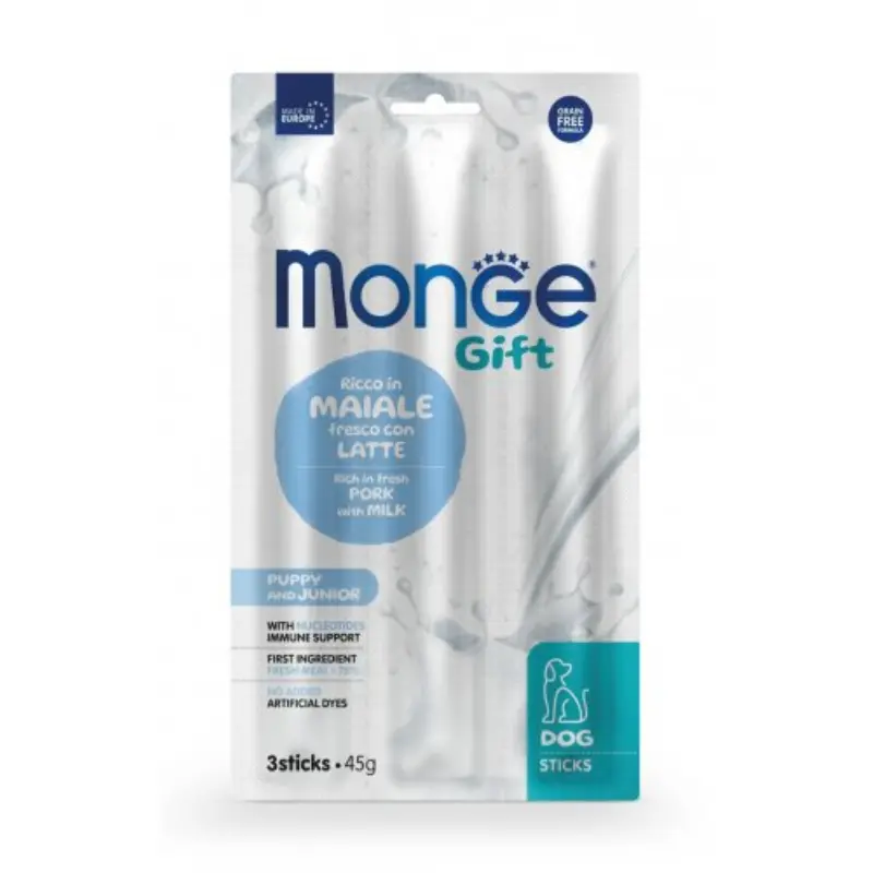 Monge Snack al Maiale con Latte per cani – 45 g