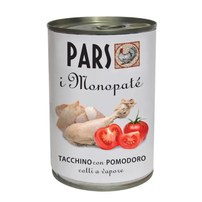 Pars Monopaté Tacchino con Pomodoro per Cani e Gatti – 395 g, Singola