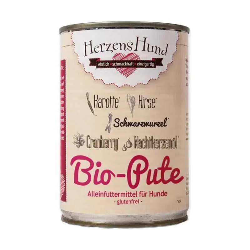 Herzens Hund Tacchino Biologico con Verdure Bio Umido per Cani – 400 g